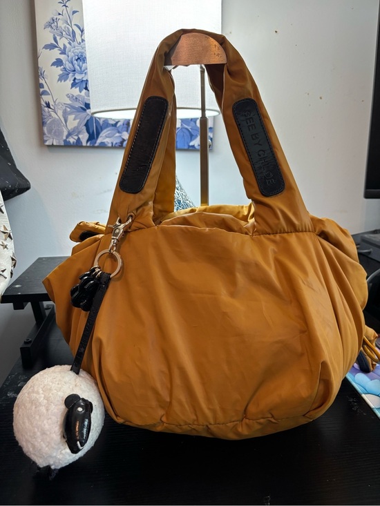 See By Chloe Handbags - See by Chloé Joyrider Puffy Nylon Tote Bag - Saffron Yellow (with Sheep Charm!)